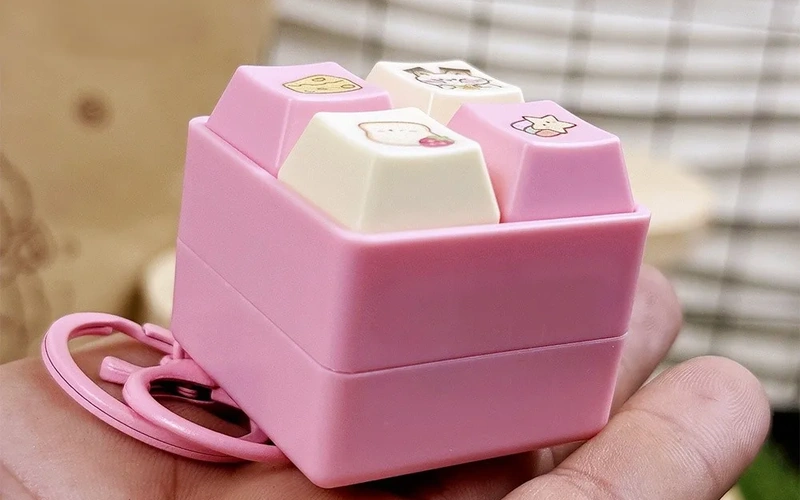 Cartoon Fidget Keychain Keyboard Button Stress Relief Toy