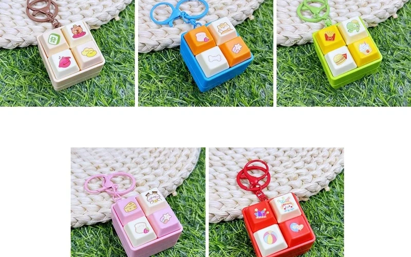 Cartoon Fidget Keychain Keyboard Button Stress Relief Toy