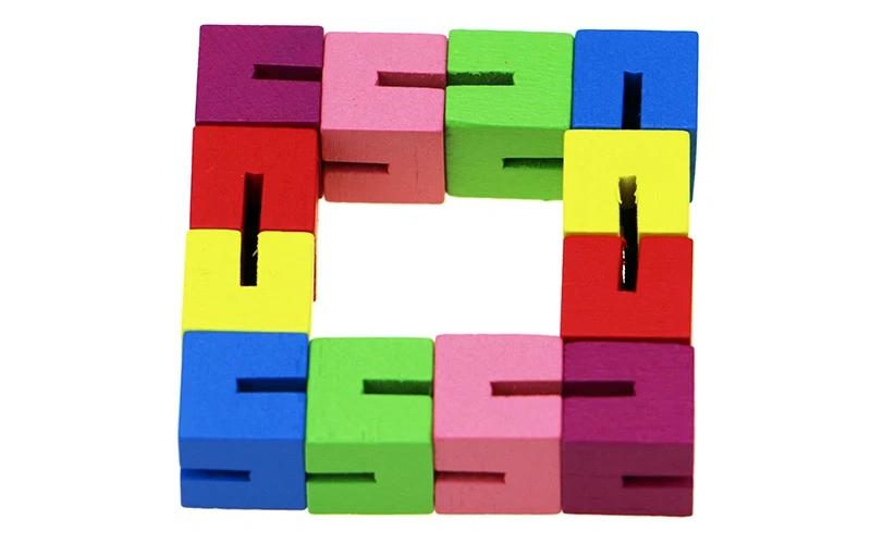 Colorful Wooden Cube String Fidget Stress Relief Toy