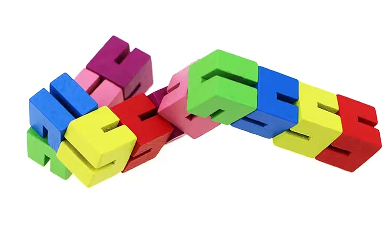 Colorful Wooden Cube String Fidget Stress Relief Toy