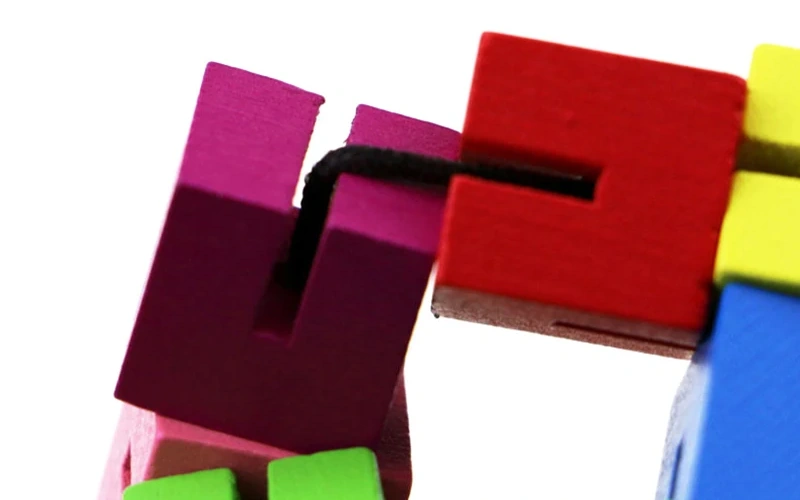 Colorful Wooden Cube String Fidget Stress Relief Toy