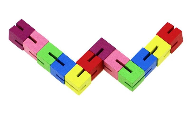 Colorful Wooden Cube String Fidget Stress Relief Toy