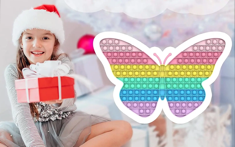 Giant Rainbow Butterfly Push Pop Fidget Sensory Toy