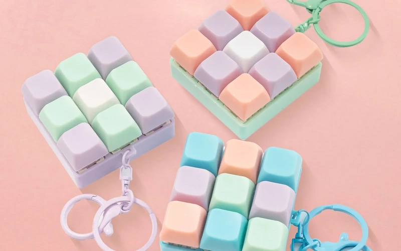 Macaron Keyboard Fidget Toy Keychain Stress Relief