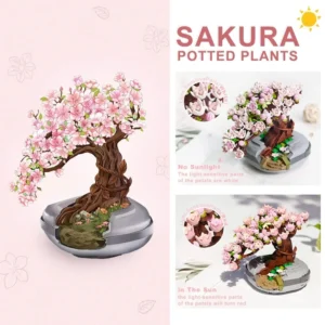 sakura bonsai building blocks diy decorative plant toy banner 2