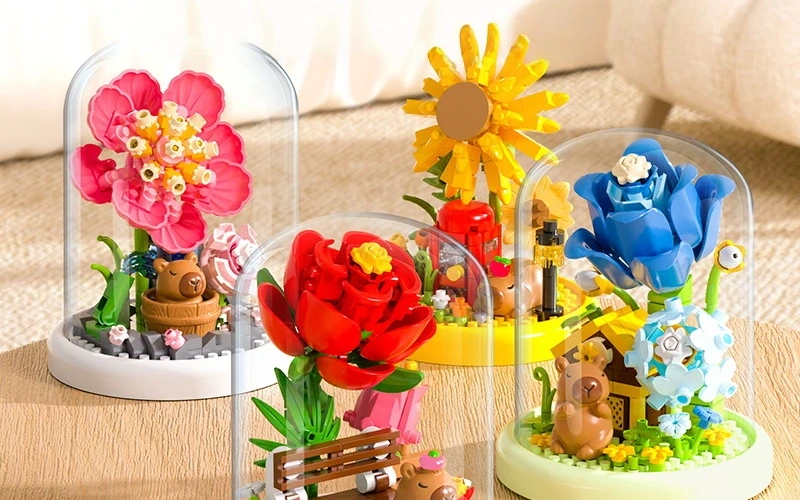 Small Grain Building Block Flower Ornament Toys