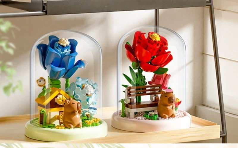 Small Grain Building Block Flower Ornament Toys