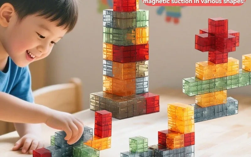 Transparent Magnetic Building Blocks Educational Construction Toy Set
