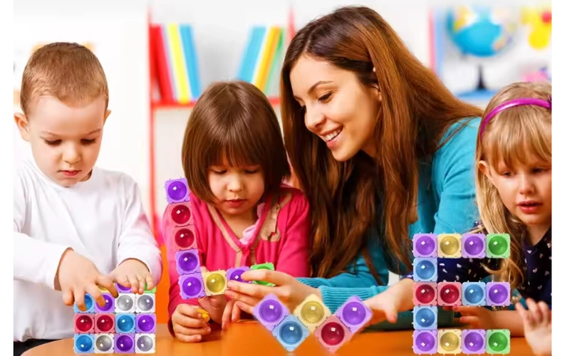 Transparent Silicone Popper Building Blocks Phonics Learning Toy